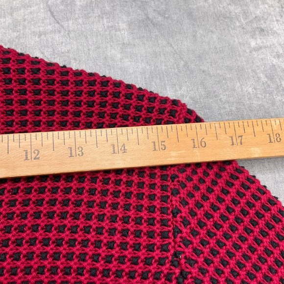 Woolrich‎ Cardigan Women Large Red Black Zip Basket Weave Check Cotton Sweater - Picture 8 of 11